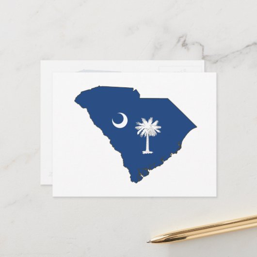 South Carolina Silhouette Map Shaped State Flag Briefkaart (Voorkant / Achterkant in situ)