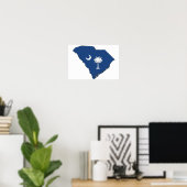 South Carolina State Flag and Map Poster (Thuiskantoor)