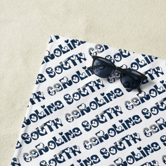 South Carolina State Flag Typography Pattern Veren Strandlaken (In situ)