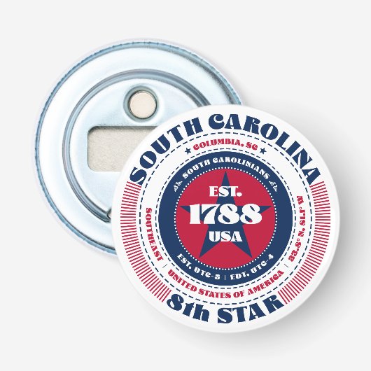 South Carolina State Information Circle Button Flesopener (Voorkant)
