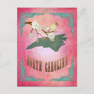 South Carolina State Kaart- Snoep Roze Briefkaart