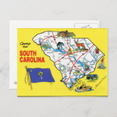 South Carolina State Map Briefkaart (Voorkant / Achterkant)