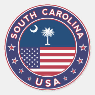 South Carolina sticker, telefoonzaak, canvas tas Ronde Sticker
