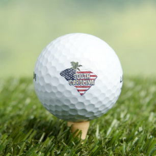 South Carolina Verenigde Staten Retro Kaart Veren Golfballen