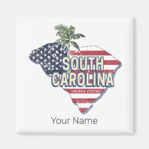 South Carolina Verenigde Staten Retro Kaart  Veren Magneet