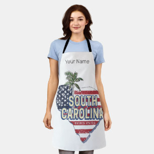 South Carolina Verenigde Staten Retro Kaart  Veren Schort