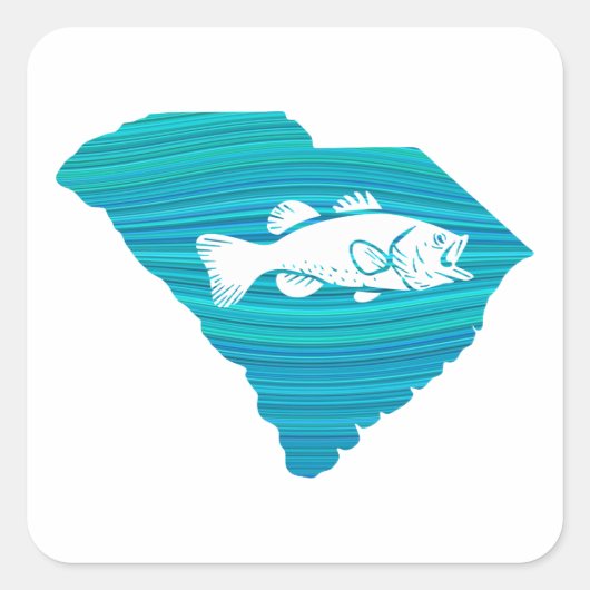 South Carolina Wave Vist Vierkante Sticker (Voorkant)