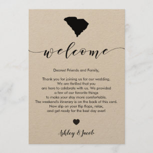 South Carolina Wedding Welcome Letter & Itinerary Programma