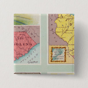 South Carolina, Wisconsin, Maine, Michigan Vierkante Button 5,1 Cm