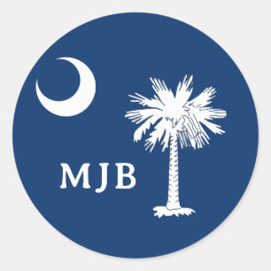 South Carolina's Maan & Palmboom Aangepast Ronde Sticker