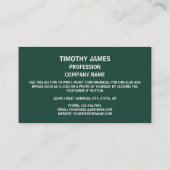 South Carolinian Seal, Zegel van South Carolina Visitekaartje (Achterkant)