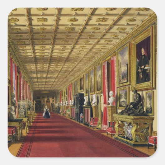 South Corridor, Windsor Castle, 1838 (chromolitho) Vierkante Sticker (Voorkant)