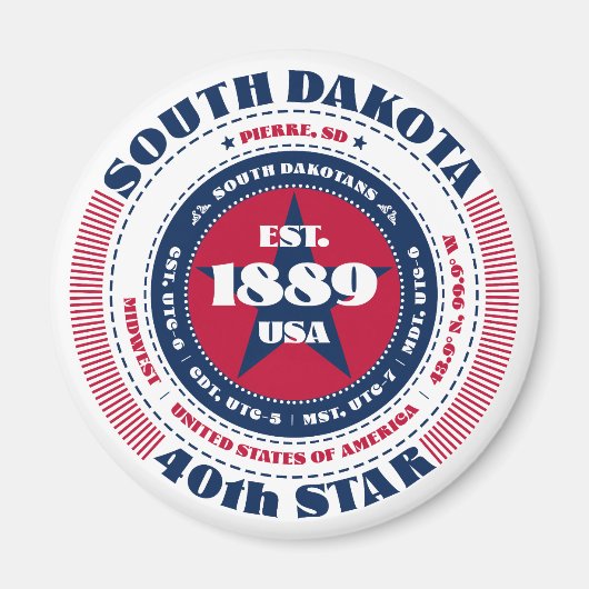 South Dakota Circle Typographie Souvenir Magnet (Devant)