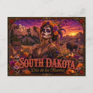 South Dakota Día de los Muertos Retro Briefkaart