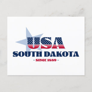 South Dakota in rood, wit en blauw Briefkaart