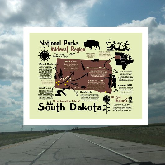 South Dakota Kaart van Nationale Parken
