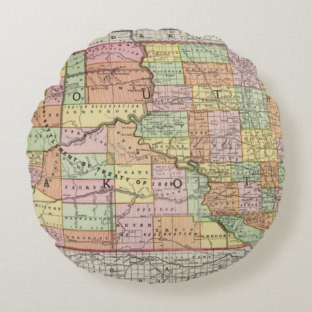 South Dakota Rond Kussen (Voorkant)