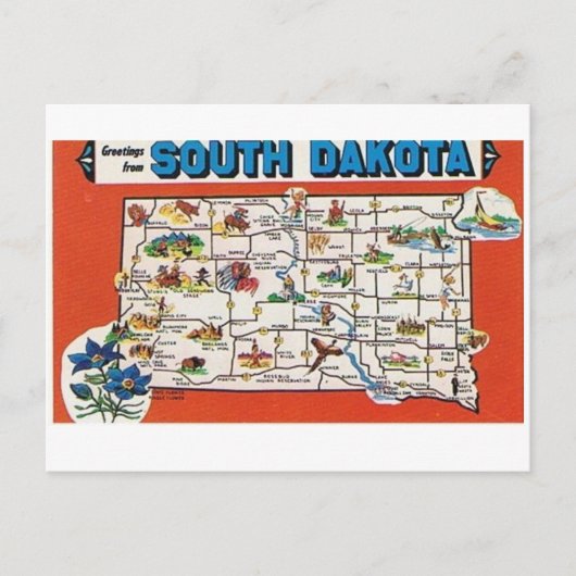 South Dakota State Map Briefkaart (Voorkant)