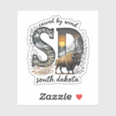 South Dakota State Sticker | Bison Wilderness Art (Feuille)