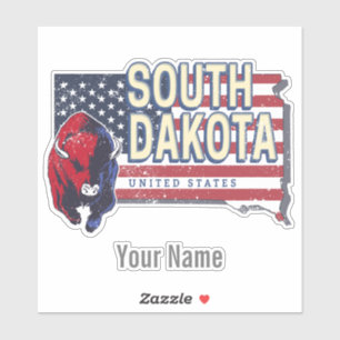 South Dakota United States Retro State Map Sticker