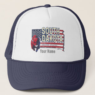 South Dakota United States Retro State Map Trucker Pet