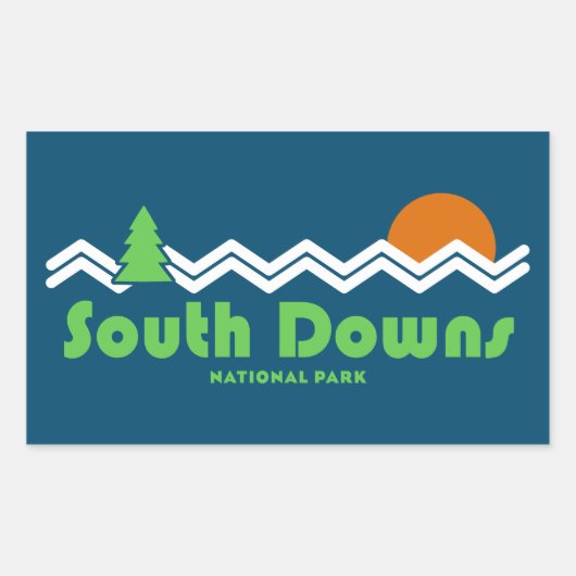 South Downs National Park Retro Rechthoekige Sticker (Voorkant)