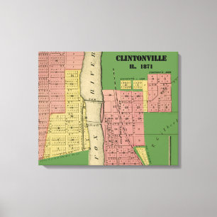 South Elgin Illinois Clintonville Map Art 1871 Canvas Afdruk