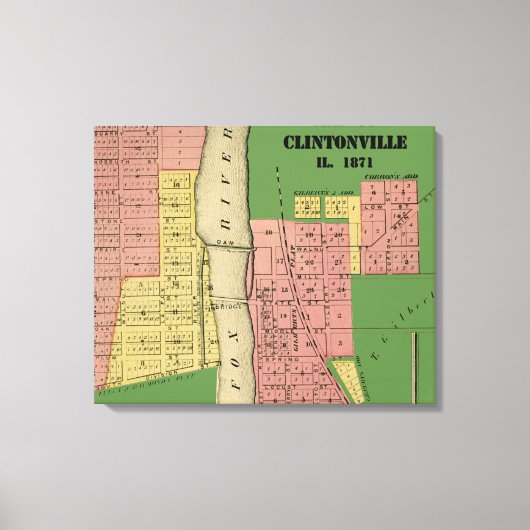 South Elgin Illinois Clintonville Map Art 1871 Canvas Afdruk (Voorkant)