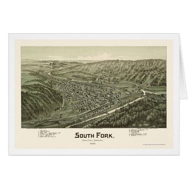 South Fork, PA Panoramic Map - 1900 (Voorkant Horizontaal)