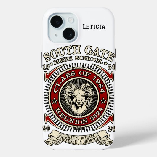 South Gate High School Rams coque iphone avec nom (Verso)