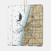 South Haven MI-kaart Keramisch Ornament (Links)