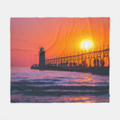 South Haven, MI Lighthouse Fleece Blanket Deken (Voorkant (Horizontaal))