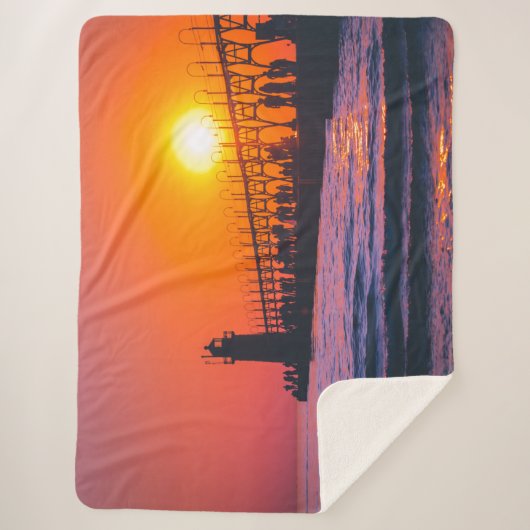 South Haven, MI Lighthouse Sherpa Blanket Sherpa Deken (Voorkant)