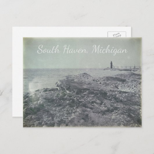 South Haven, Michigan  Icebergs vuurtoren Briefkaart (Voorkant / Achterkant)