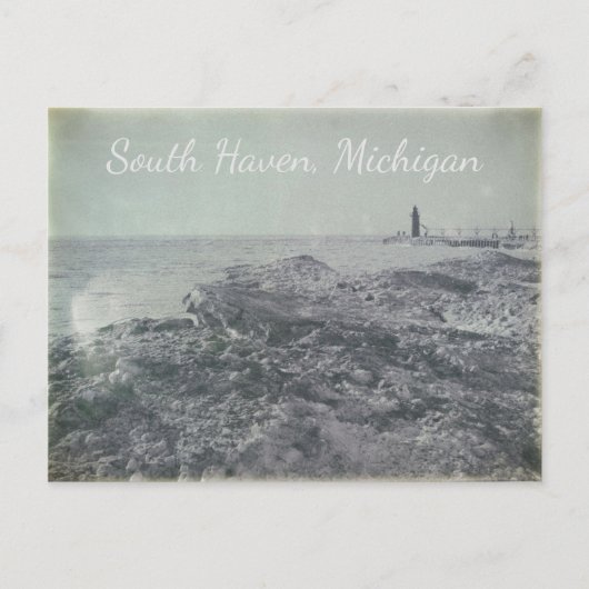South Haven, Michigan  Icebergs vuurtoren Briefkaart (Voorkant)