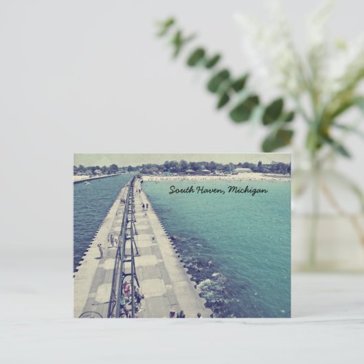 South Haven Michigan Lighthouse Briefkaart (Staand voorkant)