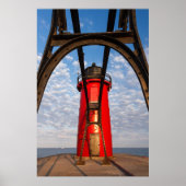 South Haven, Michigan Lighthouse en Catwalk Print (Voorkant)