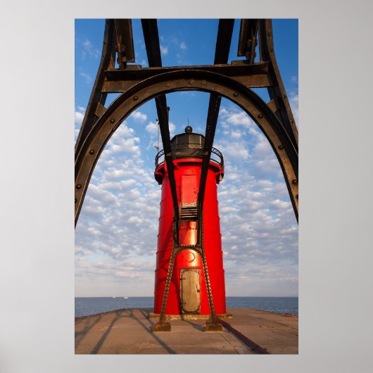 South Haven, Michigan Lighthouse en Catwalk Print (Voorkant)