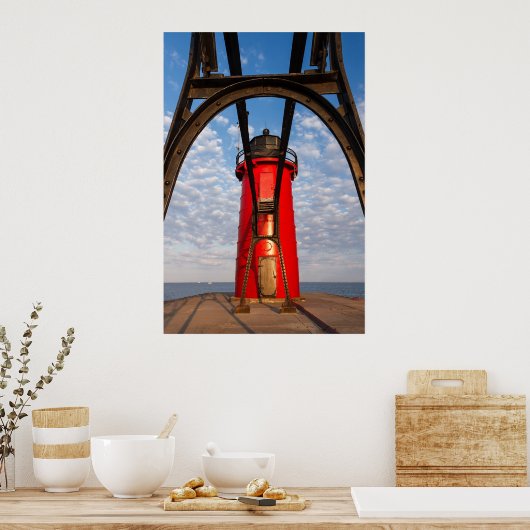South Haven, Michigan Lighthouse en Catwalk Print (Keuken)
