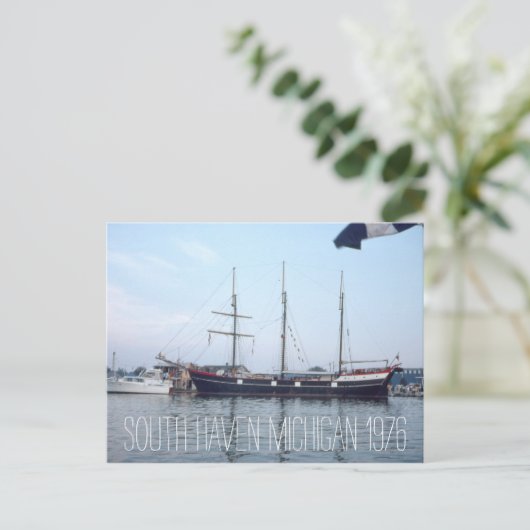 South Haven Michigan Tall Ship 1976, Verenigde Sta Briefkaart (Staand voorkant)