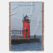 South Haven South Pierhead Light geweven deken (Voorkant Verticaal)