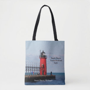 South Haven South Pierhead Light over de hele canv Draagtas