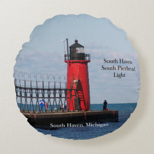 South Haven South Pierhead Light round kussen
