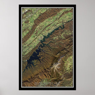 South Holston Lake Tennessee Satellite Map Poster
