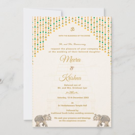 South Indian Temple Wedding Invitation Suite (Devant)