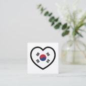 South Korea Flag Heart Vierkante Visitekaartje (Staand voorkant)