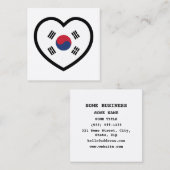 South Korea Flag Heart Vierkante Visitekaartje (Voorkant / Achterkant)