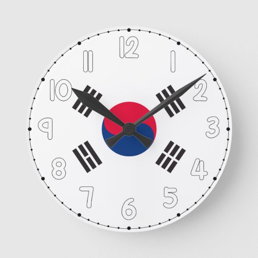 South Korea Flag Wall Clock - South Korea flag Ronde Klok (Voorkant)