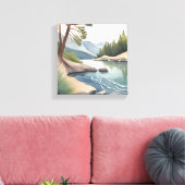 South Lake Tahoe | Waterverf landschap Canvas Afdruk (Insitu (Woonkamer))