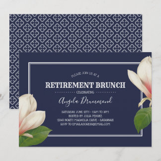South Magnolia Blue Retirement Brunch Kaart